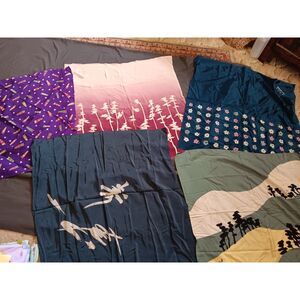 Lot 5 pieces vintage 1960s kimono silk fabric